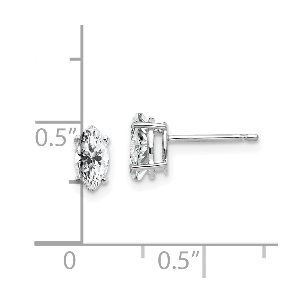 14K Weißgold Ohrstecker mit marquiseförmigem Zirkonia, 7 x 3,5 mm