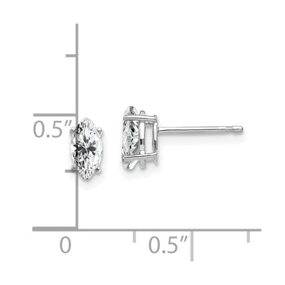 14K Weißgold Ohrstecker mit marquiseförmigem Zirkonia, 7 x 3,5 mm