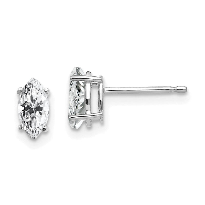 14K Weißgold Ohrstecker mit marquiseförmigem Zirkonia, 7 x 3,5 mm