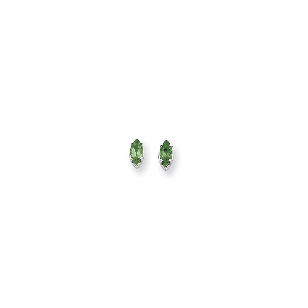 14K Weißgold Ohrringe mit 7x3,5 mm Marquise-Smaragden