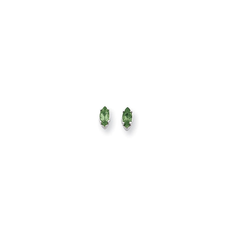 14K Weißgold Ohrringe mit 7x3,5 mm Marquise-Smaragden