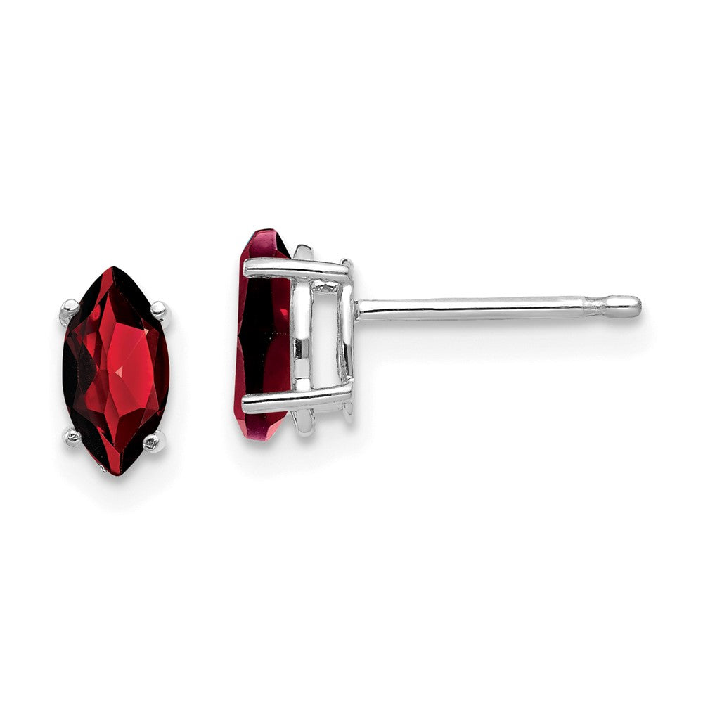 14K Weißgold Ohrringe mit Granat im Marquise-Schliff 7 x 3,5 mm