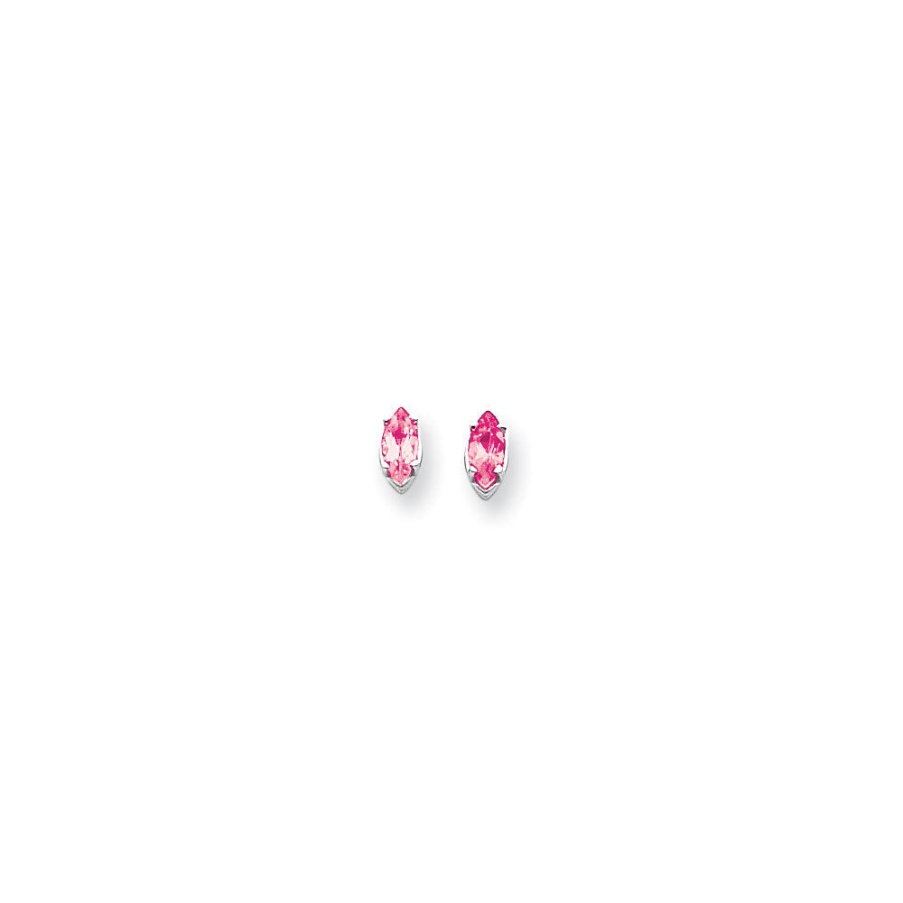 14K Weißgold Ohrringe mit Marquise-Rosa-Turmalin, 7 x 3,5 mm