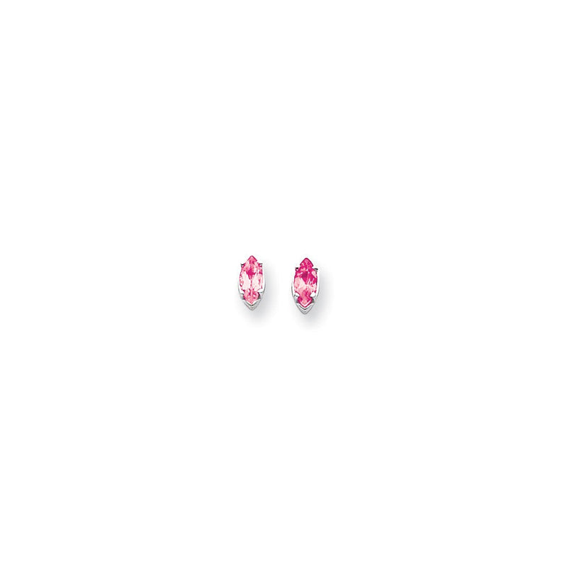 14K Weißgold Ohrringe mit Marquise-Rosa-Turmalin, 7 x 3,5 mm