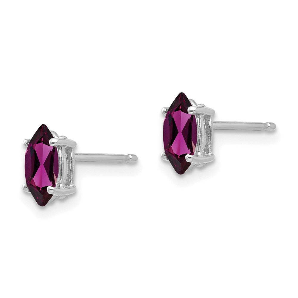 14K Weißgold 7x3.5mm Rhodolith Granat Marquise Ohrstecker Ohrring