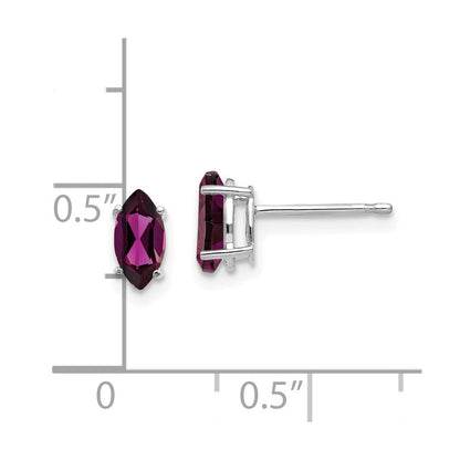 14K Weißgold 7x3.5mm Rhodolith Granat Marquise Ohrstecker Ohrring