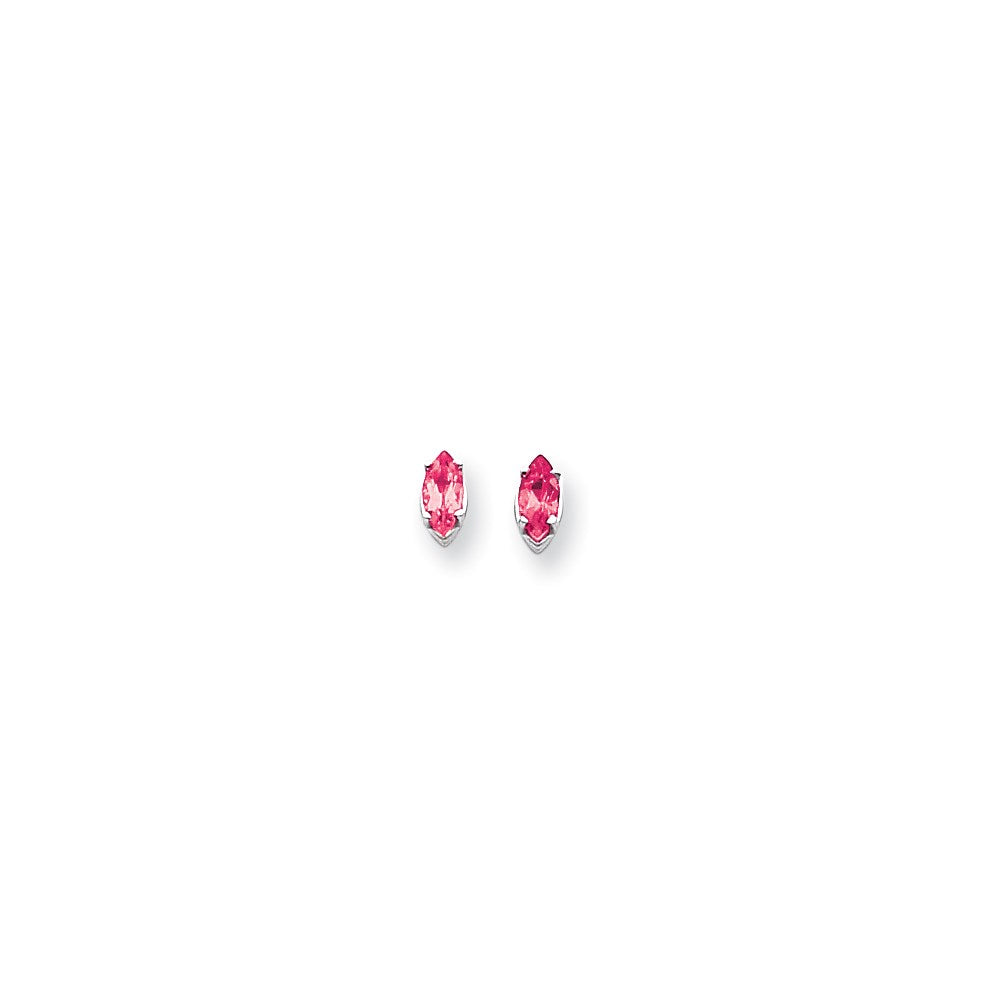 14K Weißgold Ohrringe mit Rosa Saphir im Marquise-Schliff, 7x3,5mm