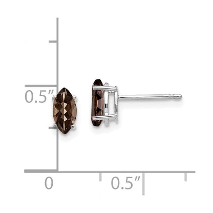 14K Weißgold Ohrringe mit 7x3,5 mm marquiseförmigem rauchgelbem Goldquarz