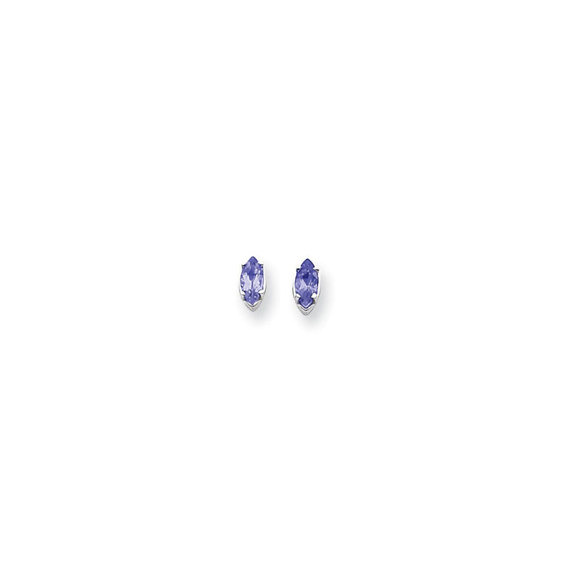 14K Weißgold Ohrringe mit 7x3,5mm Tansanit im Marquise-Schliff