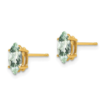 14K Gold Gelbgold Ohrringe mit 8x4 mm Marquise-Grünquarz