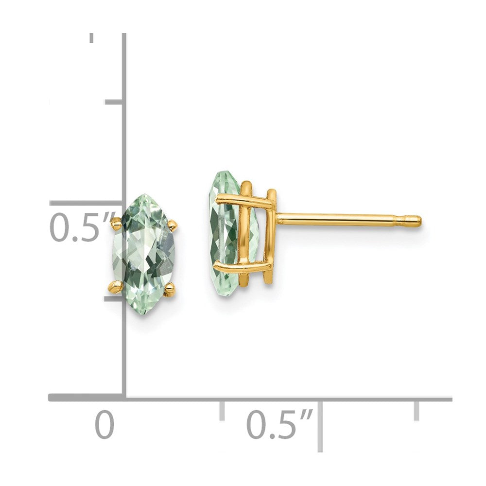 14K Gold Gelbgold Ohrringe mit 8x4 mm Marquise-Grünquarz