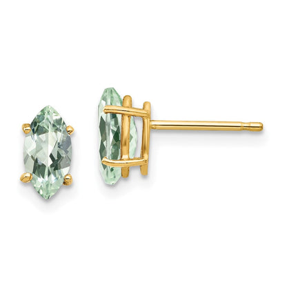 14K Gold Gelbgold Ohrringe mit 8x4 mm Marquise-Grünquarz