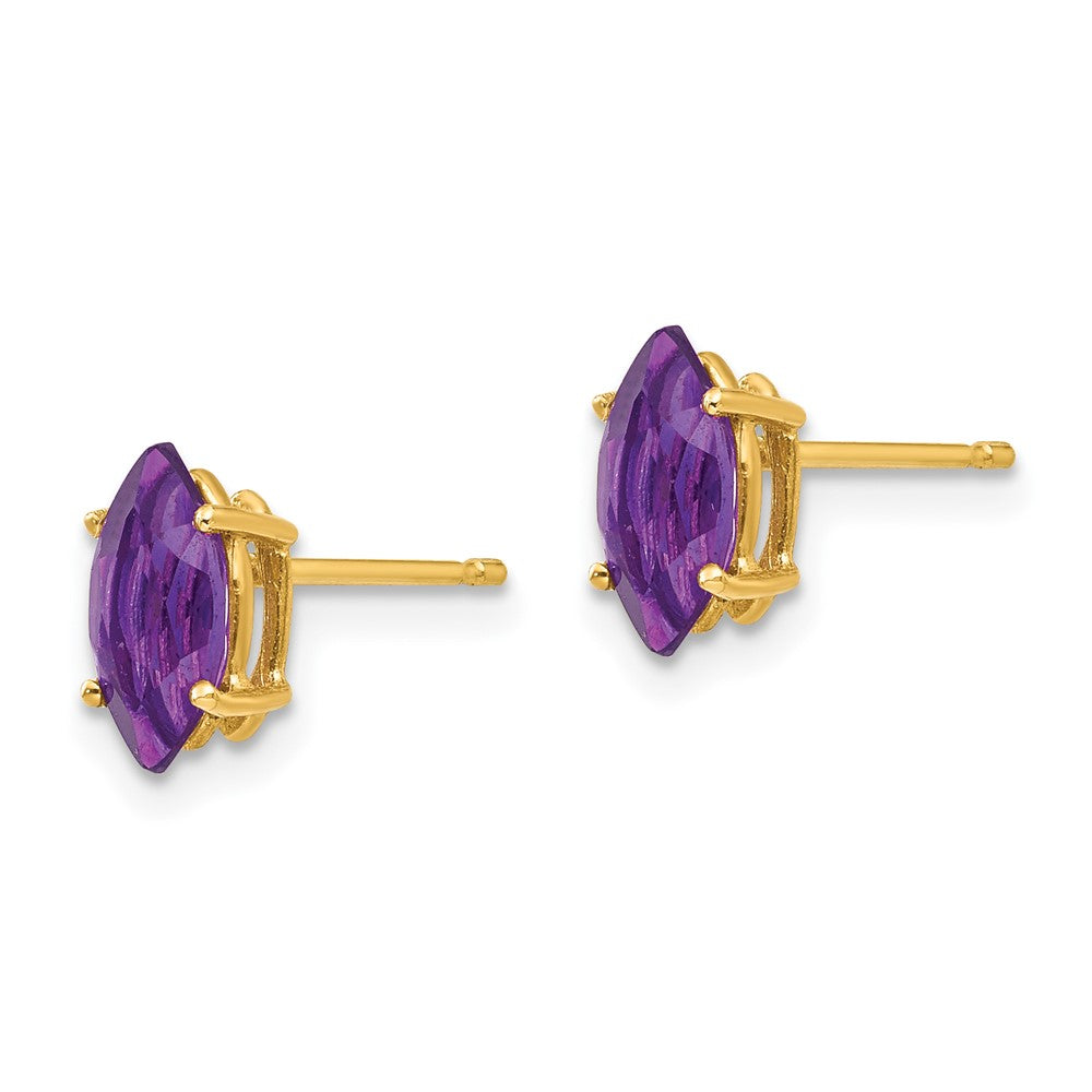 14K Gelbgold Ohrringe mit Amethyst im Marquise-Schliff, 8x4 mm