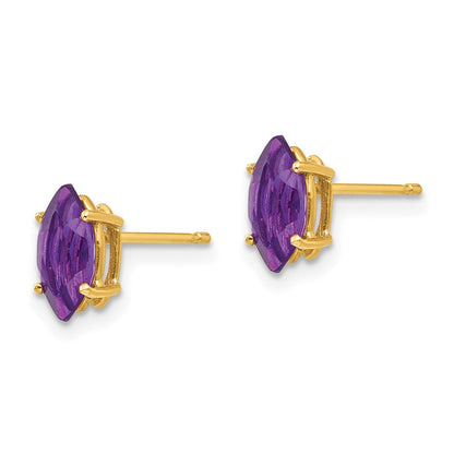 14K Gelbgold Ohrringe mit Amethyst im Marquise-Schliff, 8x4 mm