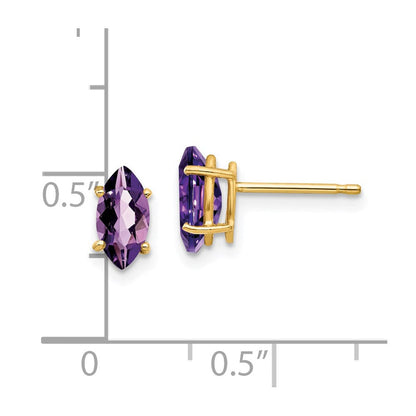 14K Gelbgold Ohrringe mit Amethyst im Marquise-Schliff, 8x4 mm