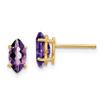 14K Gelbgold Ohrringe mit Amethyst im Marquise-Schliff, 8x4 mm