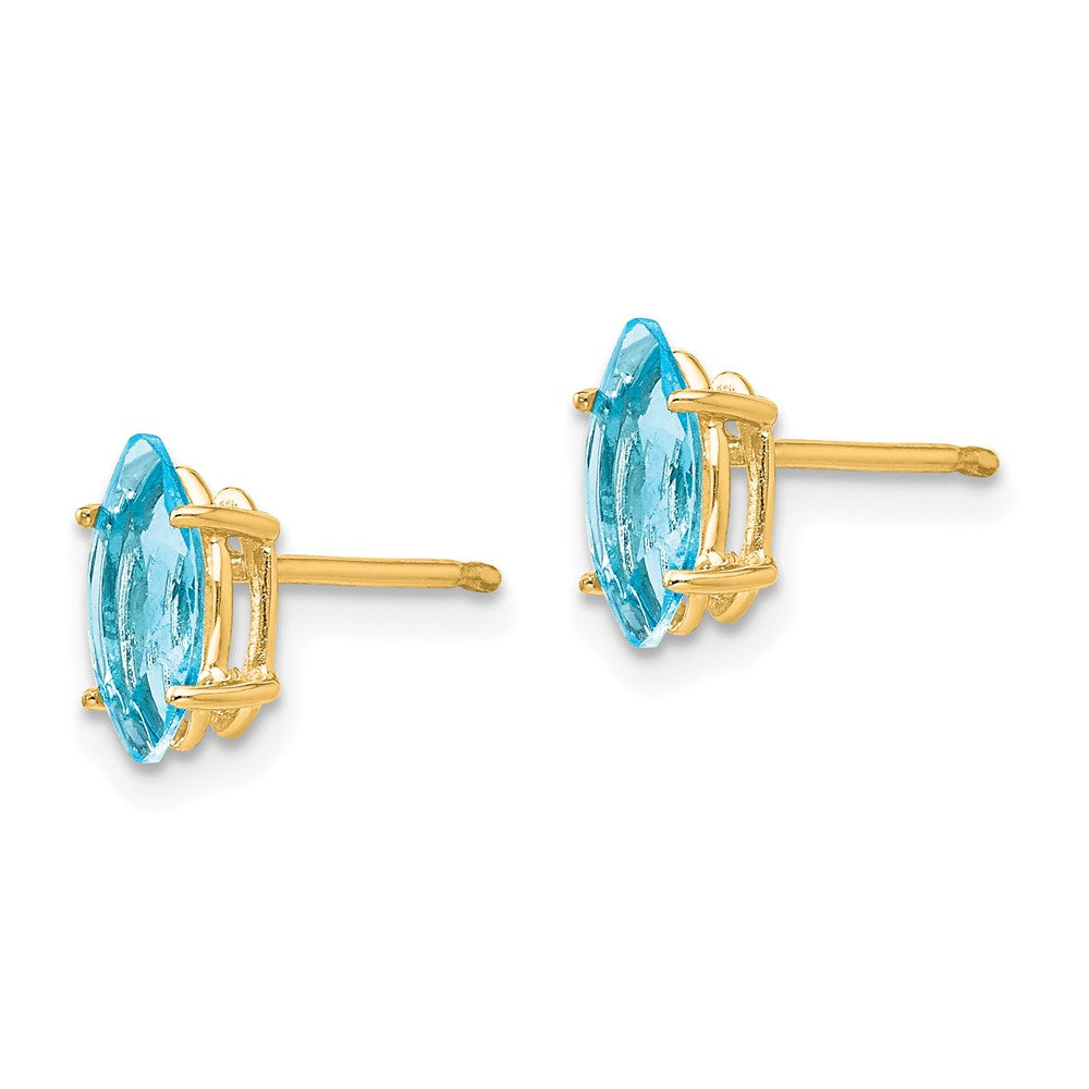 14K Gelbgold Marquise-Ohrstecker mit blauem Topas