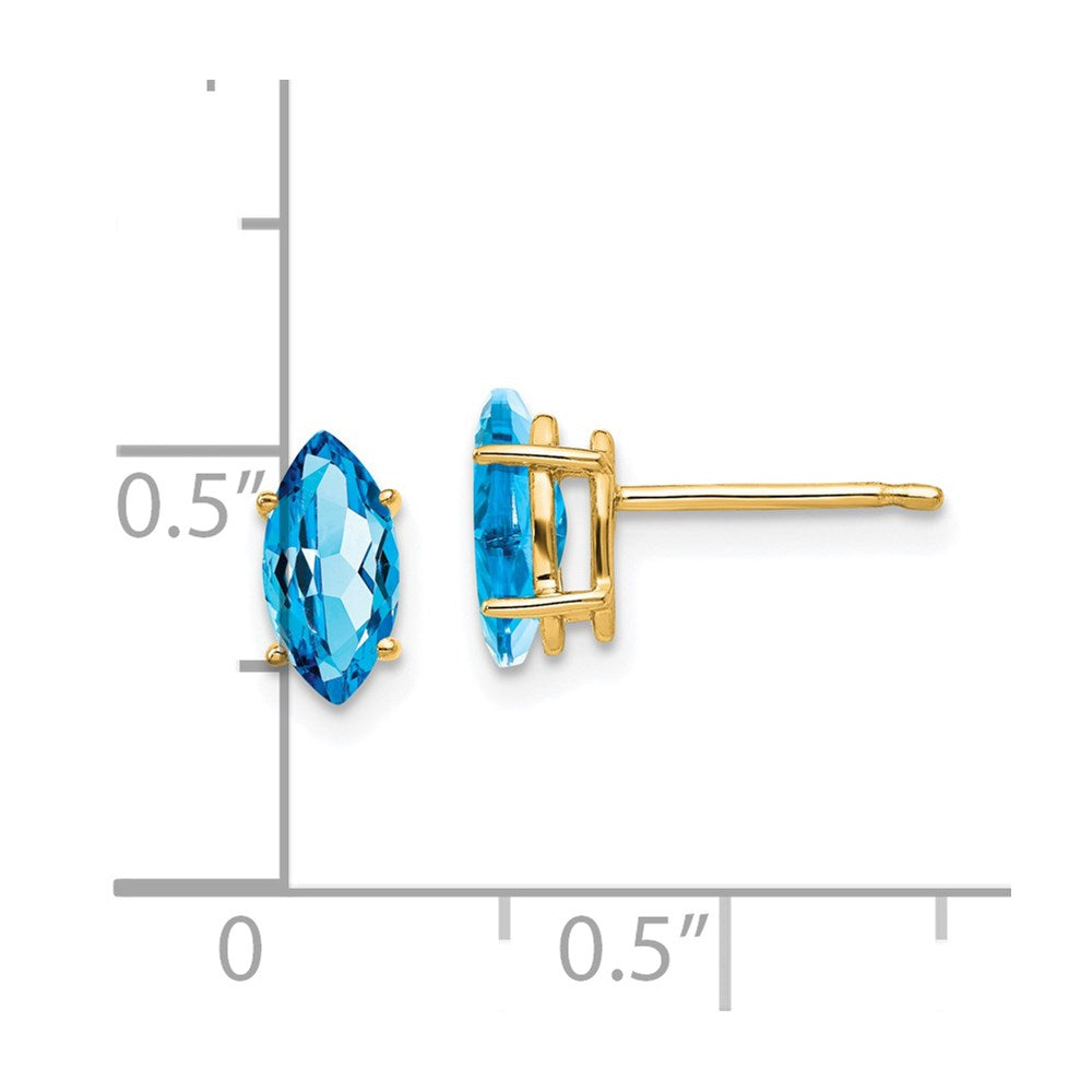 14K Gelbgold Marquise-Ohrstecker mit blauem Topas