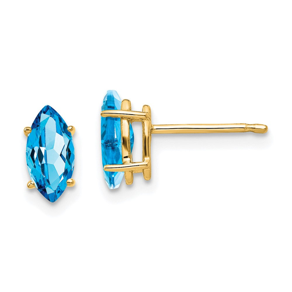 14K Gelbgold Marquise-Ohrstecker mit blauem Topas