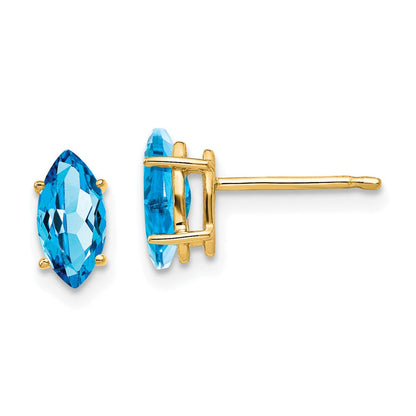 14K Gelbgold Marquise-Ohrstecker mit blauem Topas