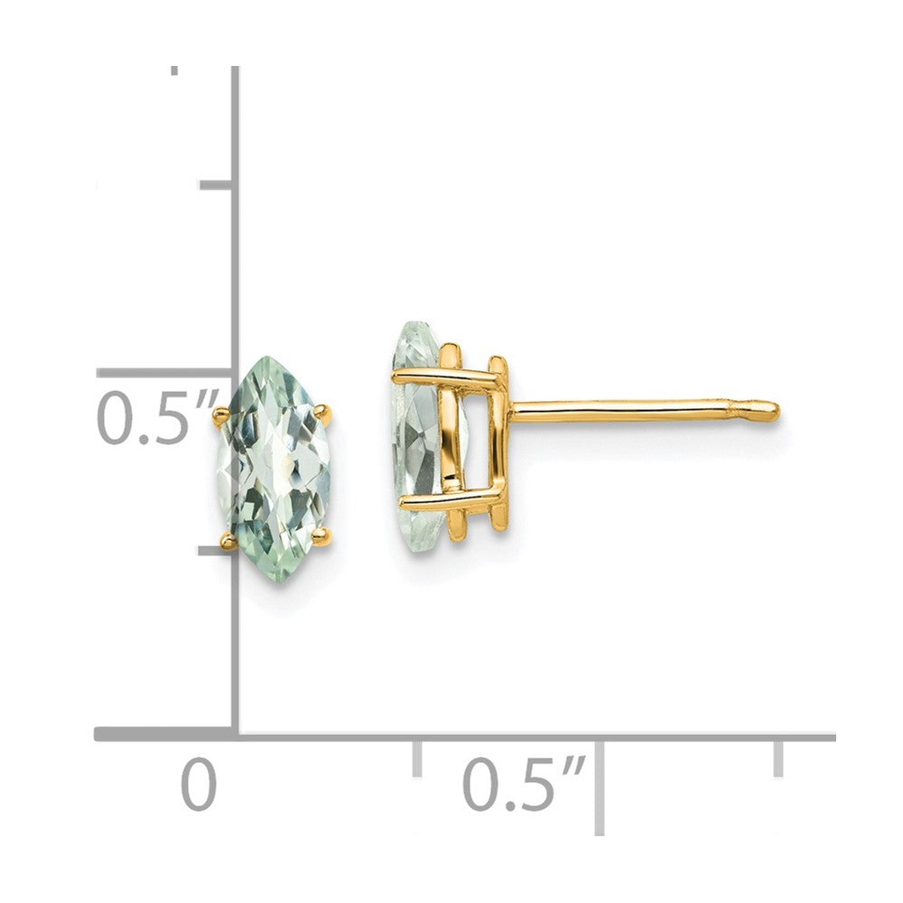 14K Gelbgold Ohrringe mit 8x4 Marquise Schachbrett-Schliff Grünem Quarz