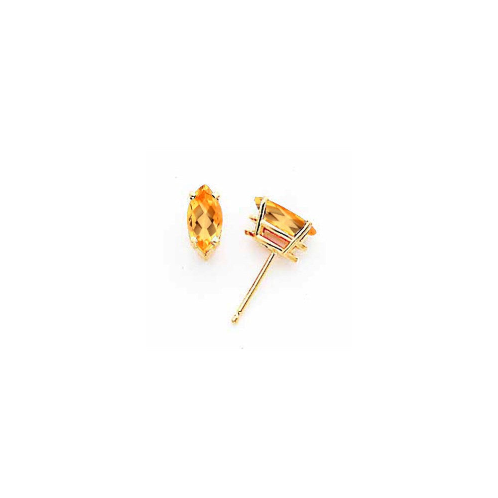 14K Gelbgold Ohrringe mit 8x4 mm Citrin im Marquise-Schliff