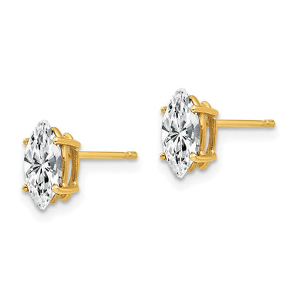 14K Gelbgold Ohrringe mit Zirkonia im Marquise-Schliff, 8x4mm