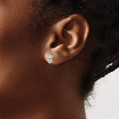 14K Gelbgold Ohrringe mit Zirkonia im Marquise-Schliff, 8x4mm