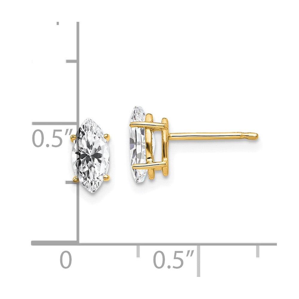 14K Gelbgold Ohrringe mit Zirkonia im Marquise-Schliff, 8x4mm