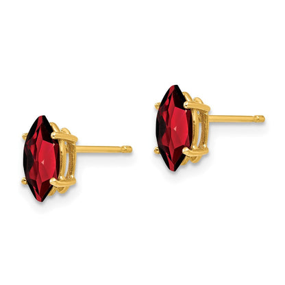 14K Gelbgold Ohrringe mit Granat im Marquise-Schliff, 8x4 mm