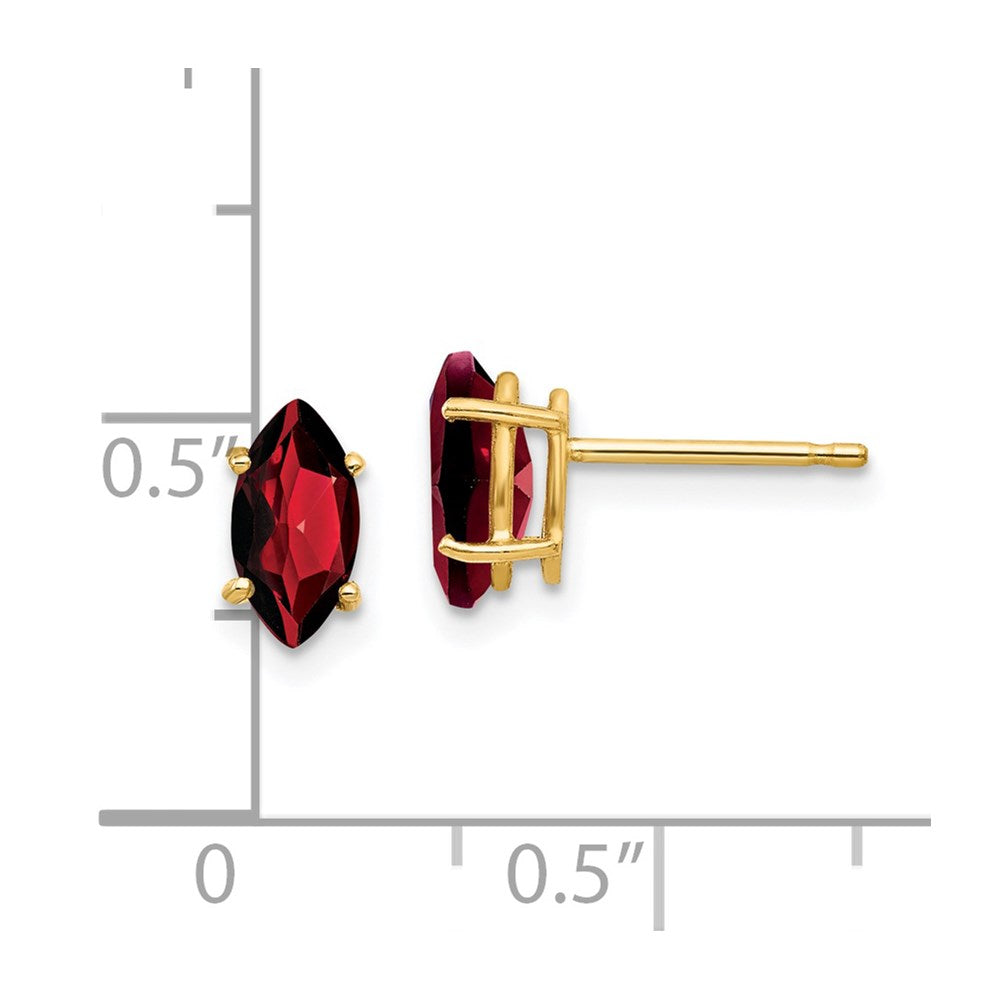 14K Gelbgold Ohrringe mit Granat im Marquise-Schliff, 8x4 mm