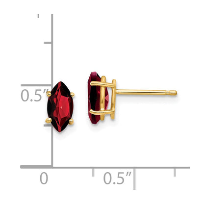 14K Gelbgold Ohrringe mit Granat im Marquise-Schliff, 8x4 mm