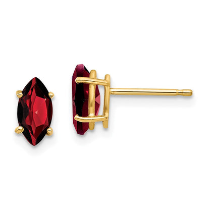 14K Gelbgold Ohrringe mit Granat im Marquise-Schliff, 8x4 mm