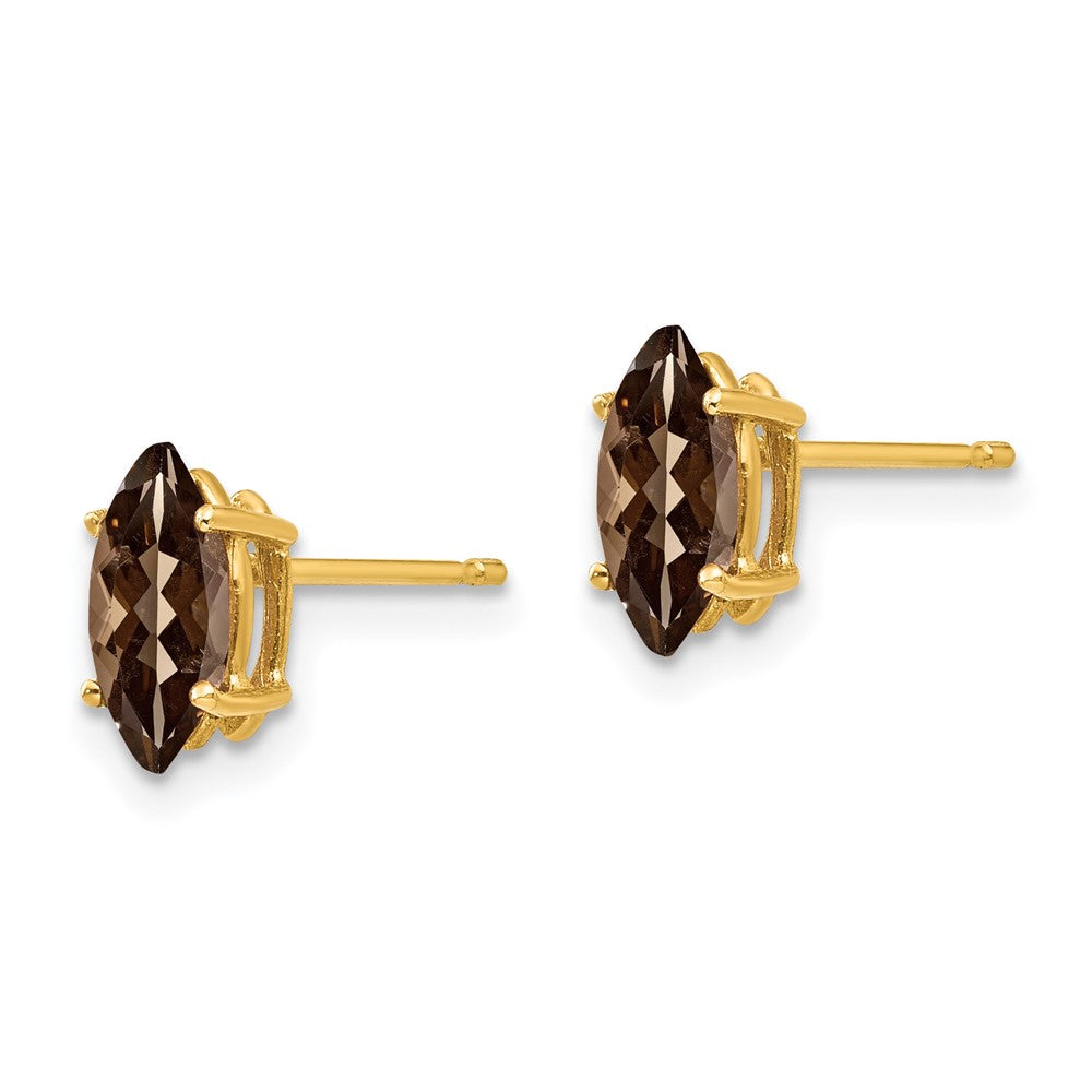 14K Gelbgold 8x4 mm Marquise Rauchquarz Ohrringe