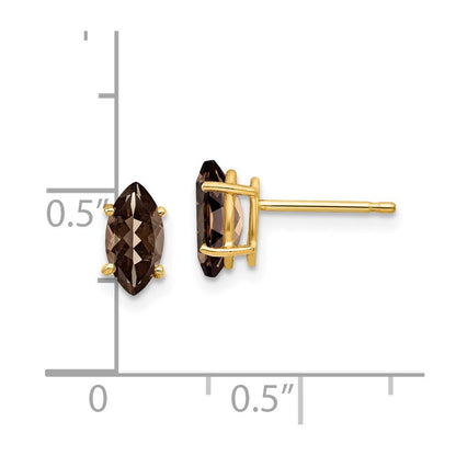 14K Gelbgold 8x4 mm Marquise Rauchquarz Ohrringe