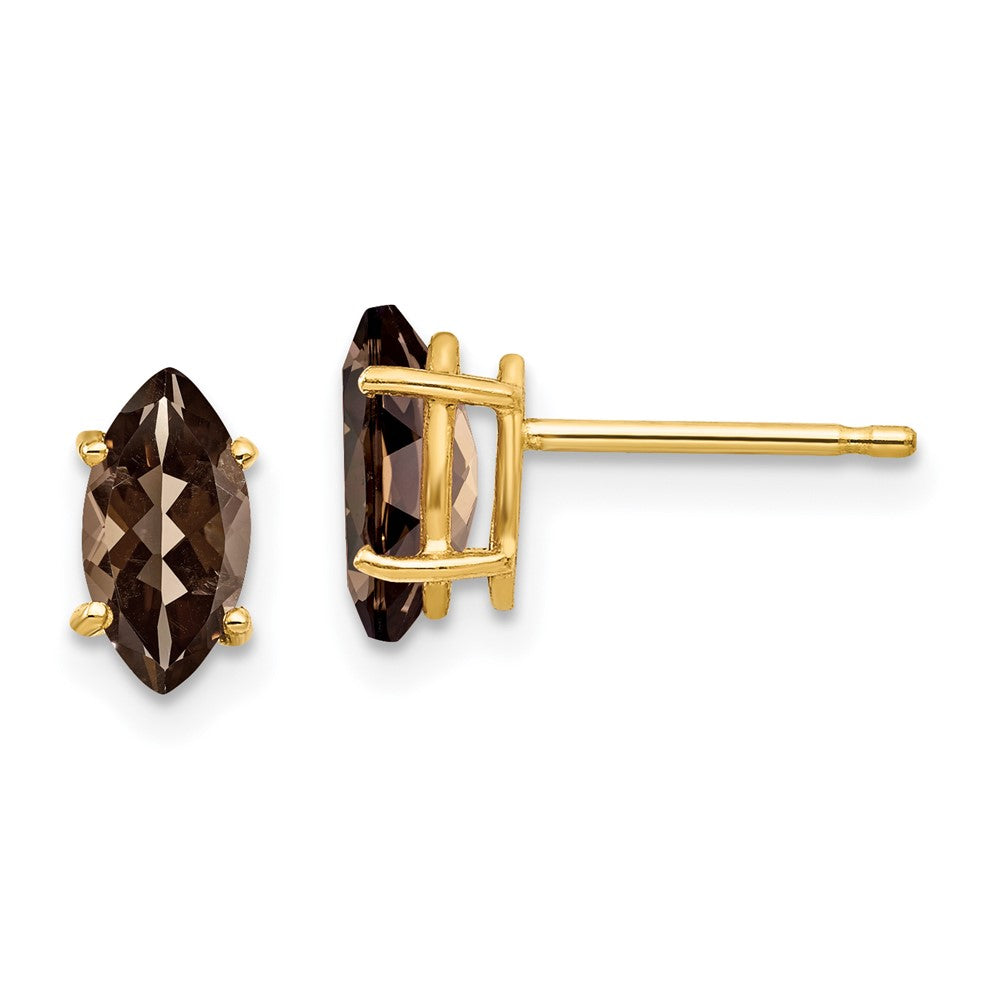 14K Gelbgold 8x4 mm Marquise Rauchquarz Ohrringe