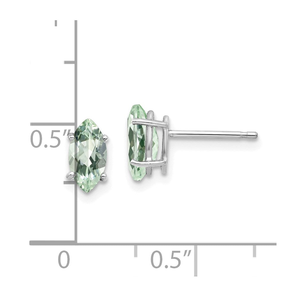 14K Weißgold Ohrringe mit marquiseförmigem grünem Quarz, 8x4mm