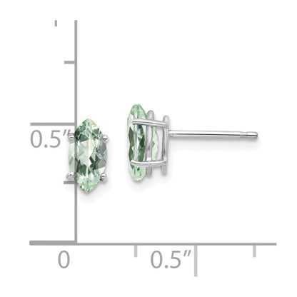 14K Weißgold Ohrringe mit marquiseförmigem grünem Quarz, 8x4mm