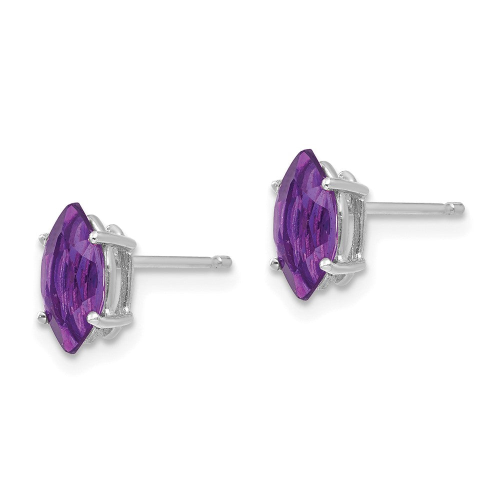 14K Weißgold Ohrstecker mit Amethyst-Marquise-Schliff, 8 x 4 mm