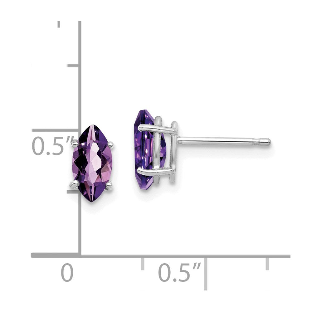 14K Weißgold Ohrstecker mit Amethyst-Marquise-Schliff, 8 x 4 mm