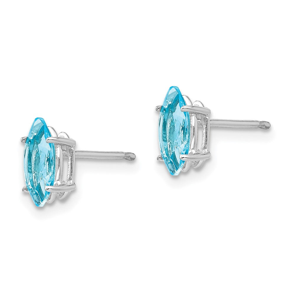 14K Weißgold Ohrringe mit 8x4 mm Blautopas im Marquise-Schliff