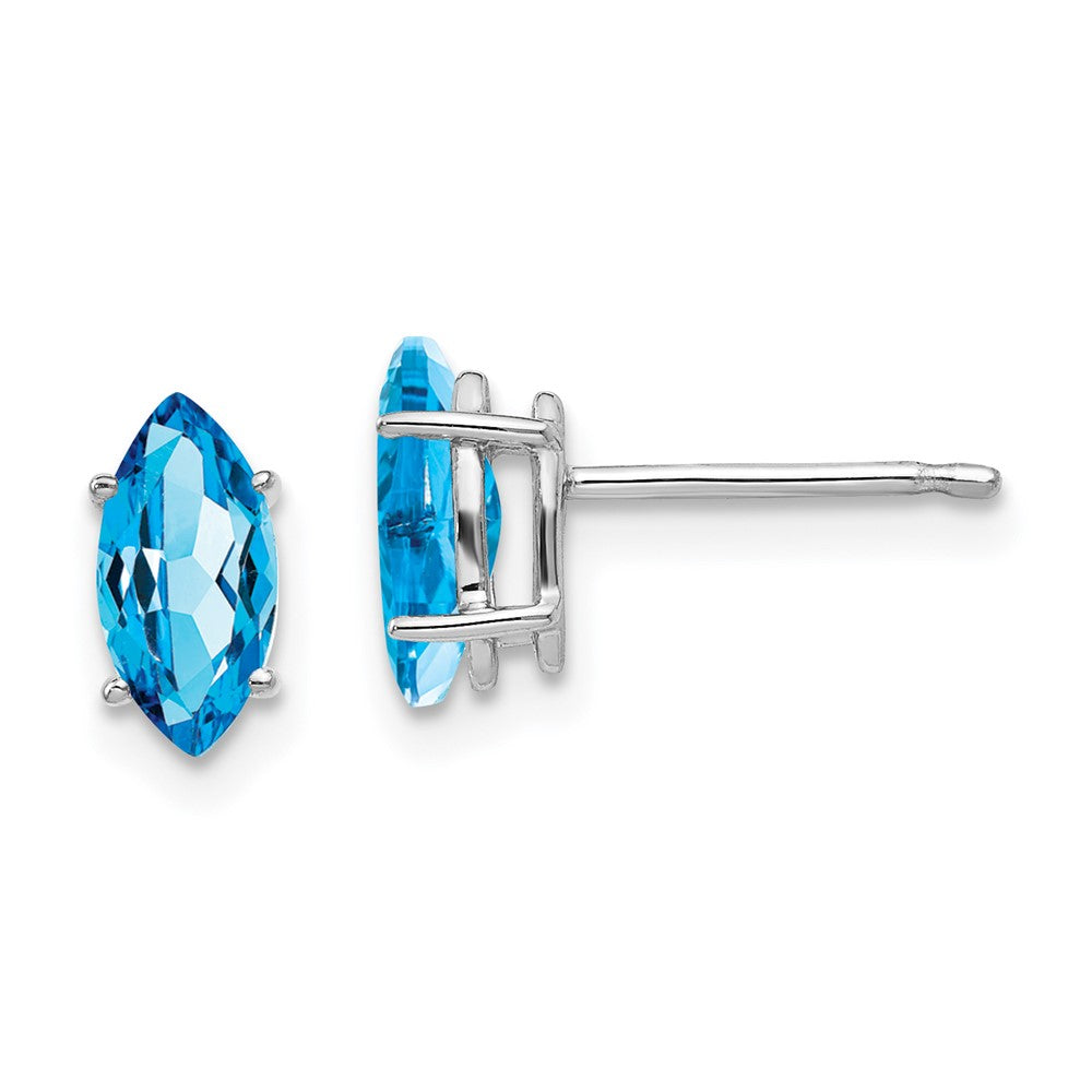 14K Weißgold Ohrringe mit 8x4 mm Blautopas im Marquise-Schliff