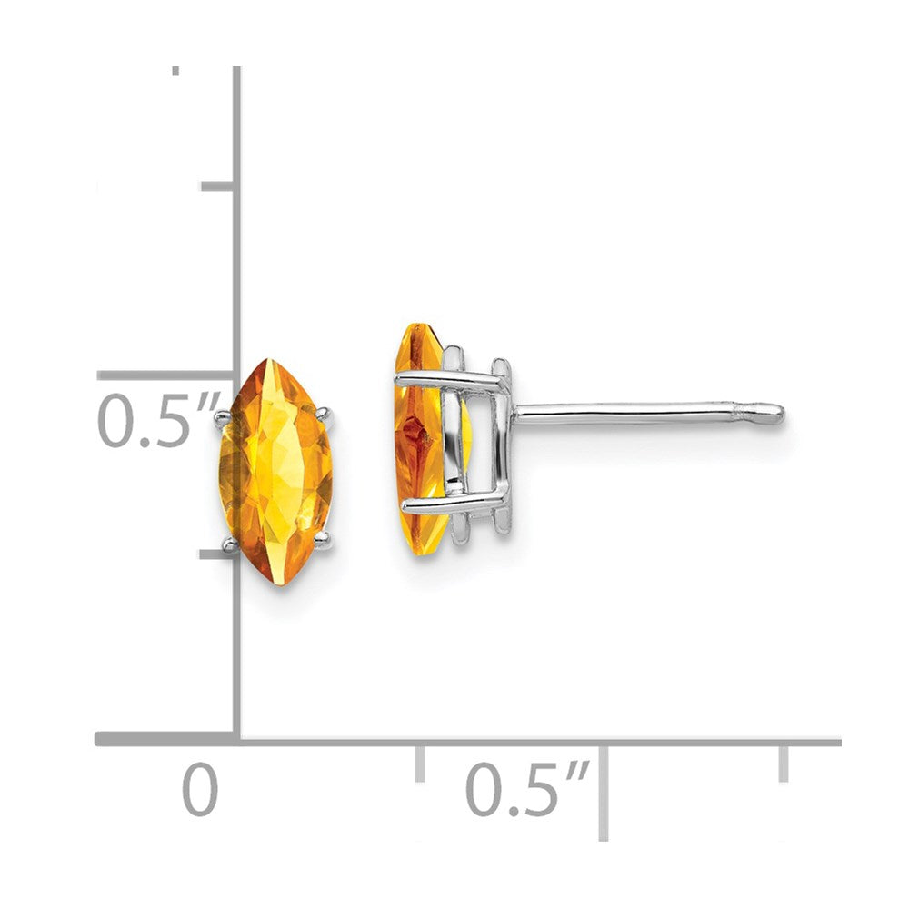 14K Weißgold Ohrstecker mit Citrin, Marquise-Schliff, 8 x 4 mm