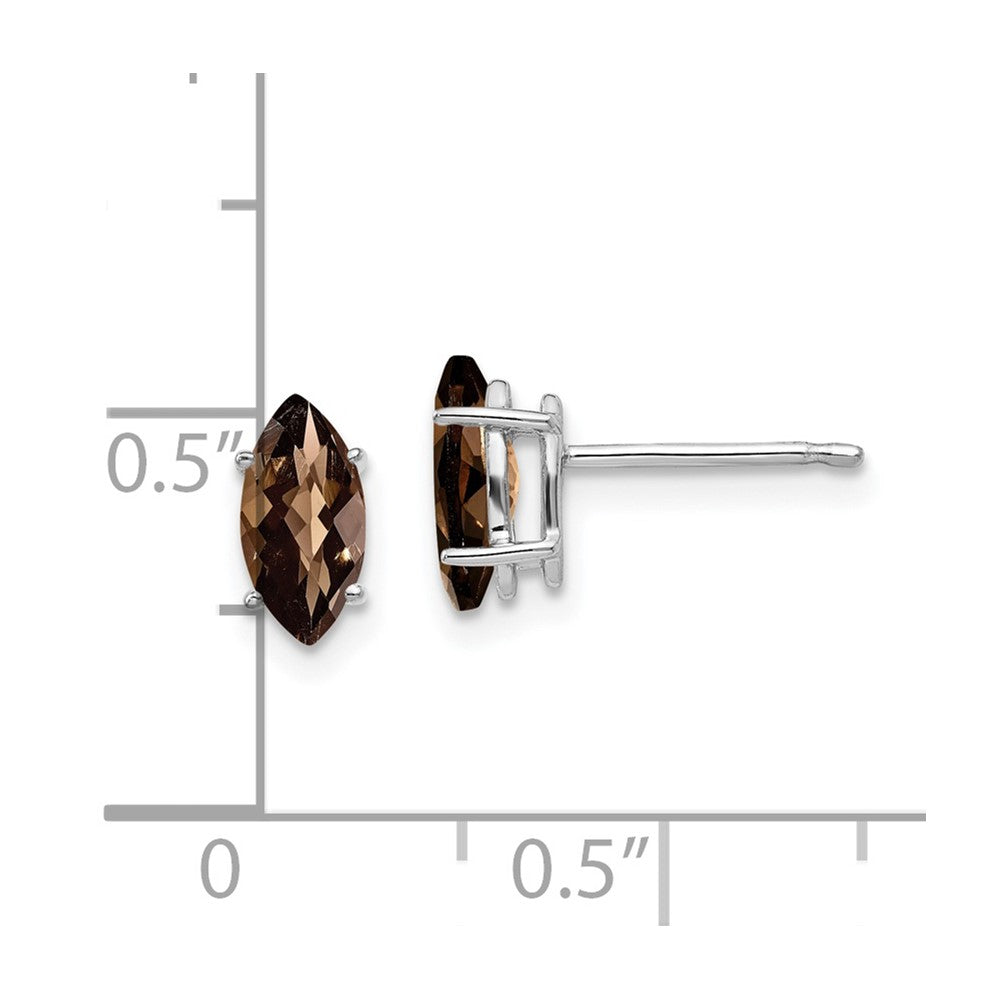 14K Weißgold Ohrringe mit 8x4mm marquiseförmigem Schachbrett-Schliff Rauchquarz und Zitronenquarz in Gelbgold