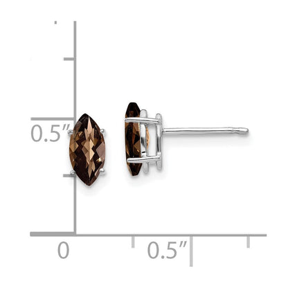 14K Weißgold Ohrringe mit 8x4mm marquiseförmigem Schachbrett-Schliff Rauchquarz und Zitronenquarz in Gelbgold