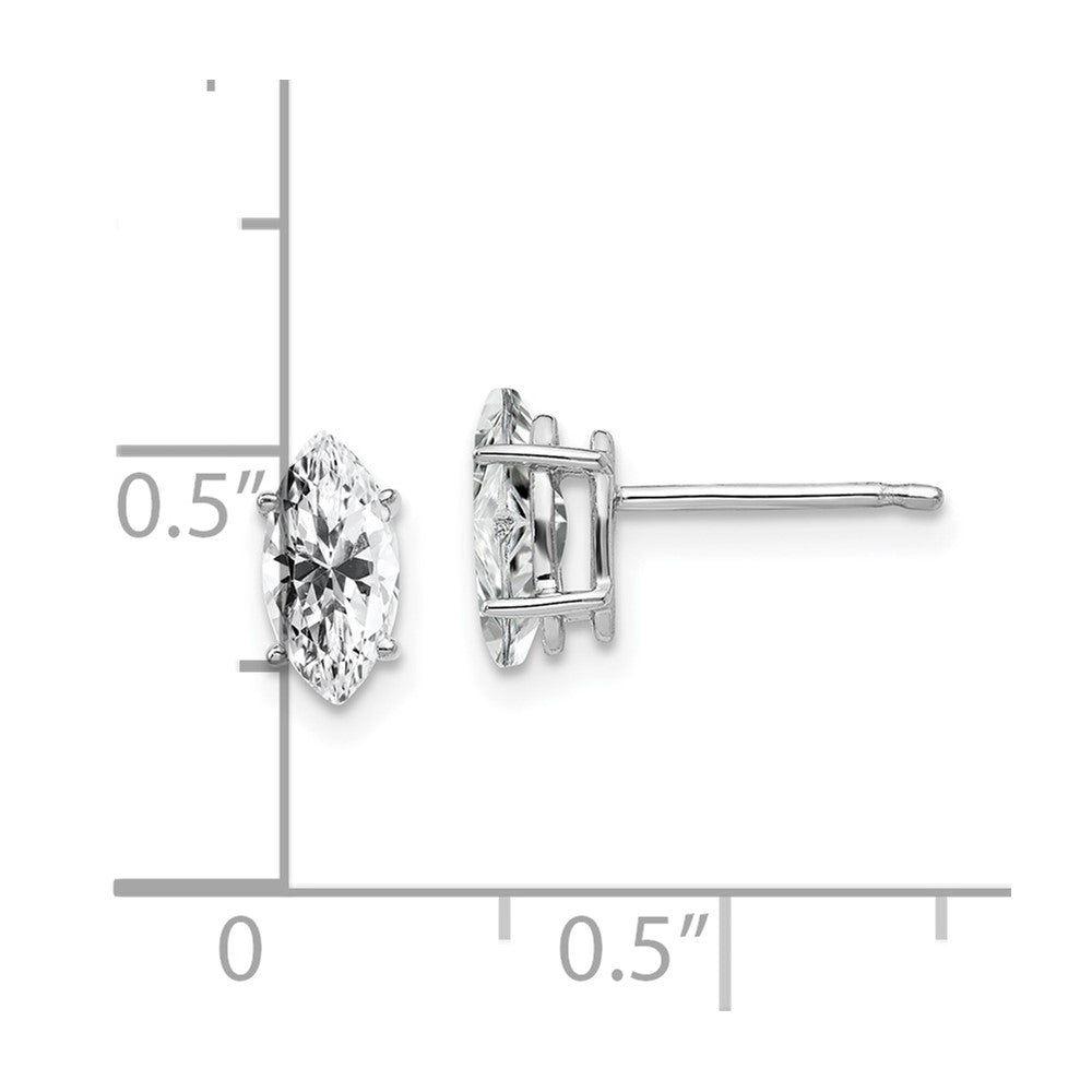 14K Weißgold Ohrringe mit 8x4mm Marquise-Zirkonia