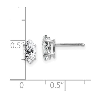 14K Weißgold Ohrringe mit 8x4mm Marquise-Zirkonia