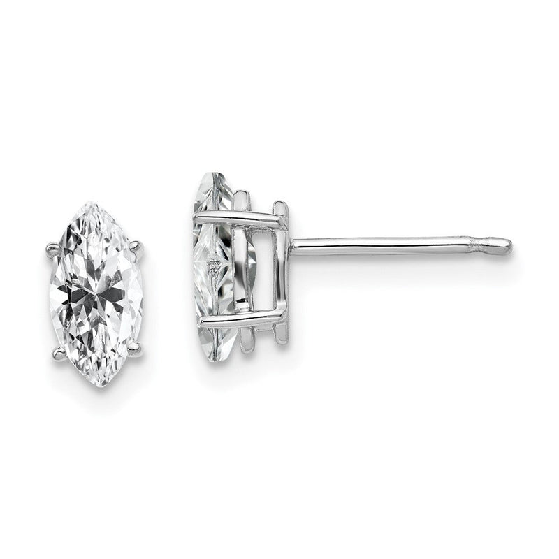 14K Weißgold Ohrringe mit 8x4mm Marquise-Zirkonia