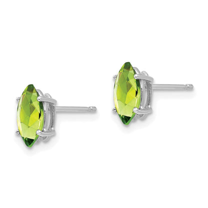 14K Weißgold Peridot-Marquise-Ohrstecker, 8x4mm