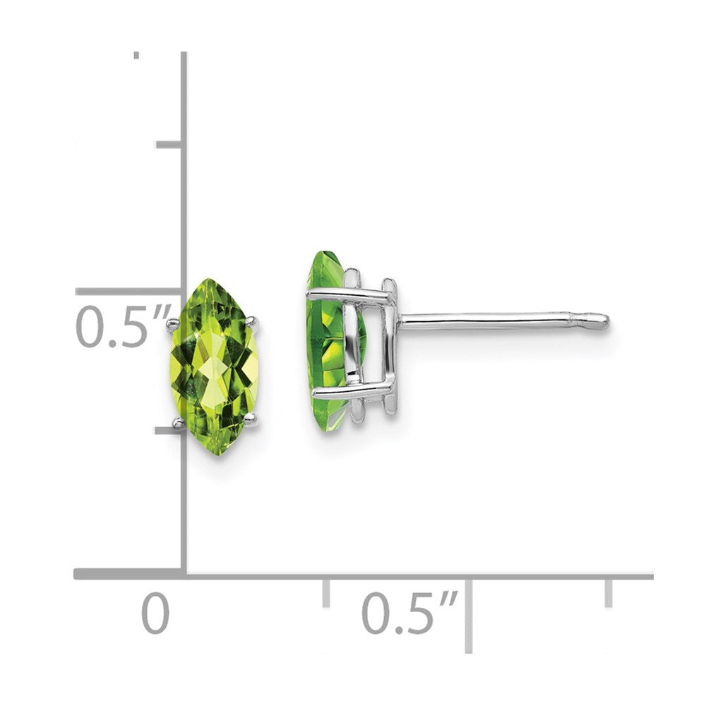 14K Weißgold Peridot-Marquise-Ohrstecker, 8x4mm